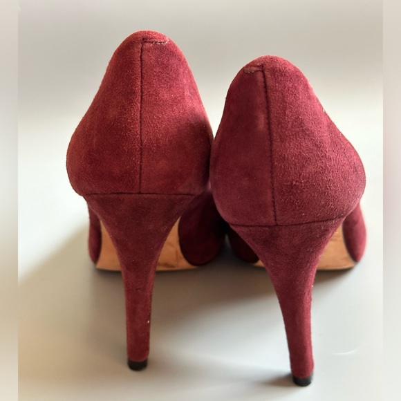Saks Fifth Avenue Red Suede Heels Women's Size 8 - Picture 2 of 5
